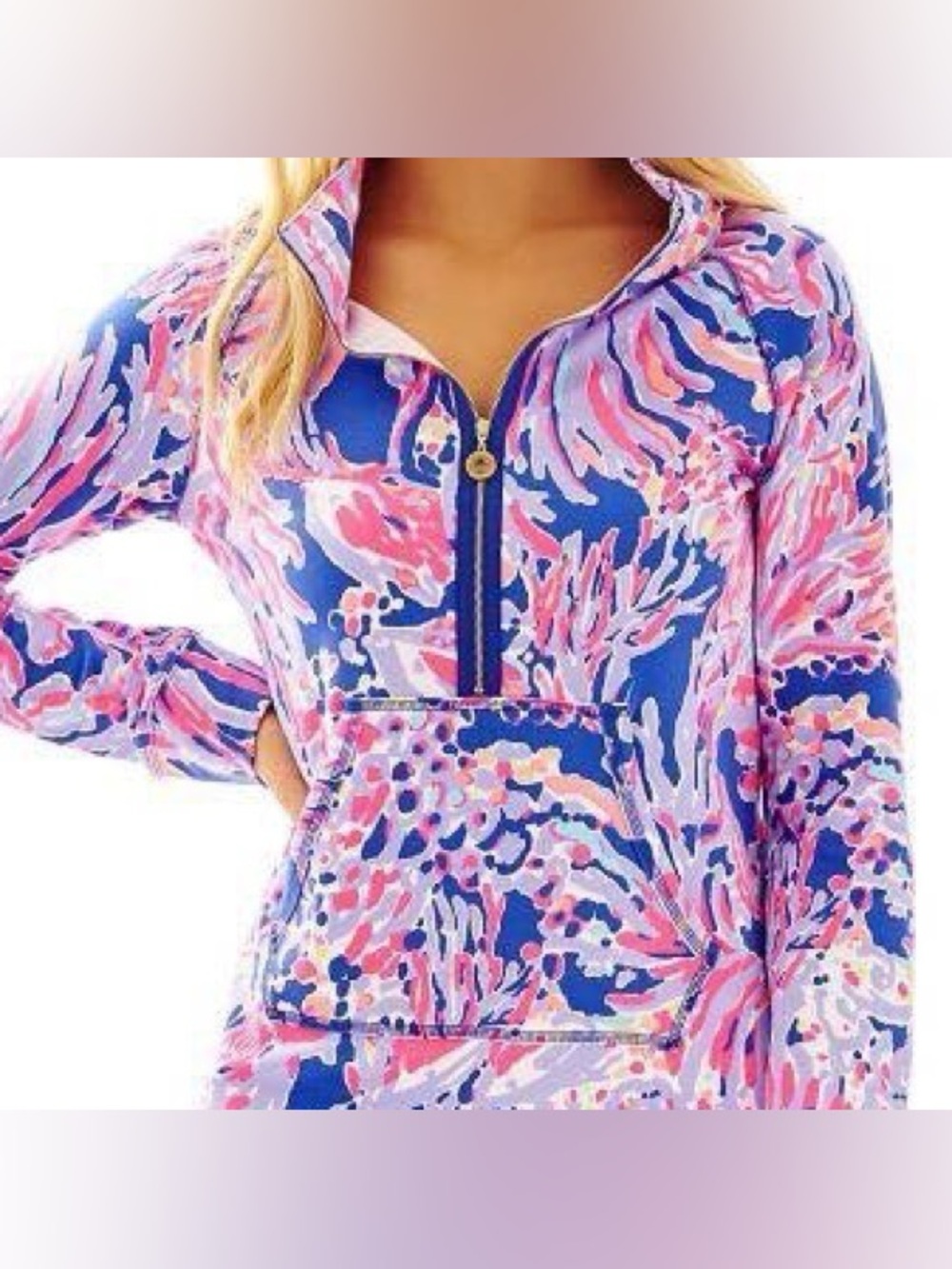Lilly Pulitzer Skipper Popover in the "Shrimply Chic" print XS